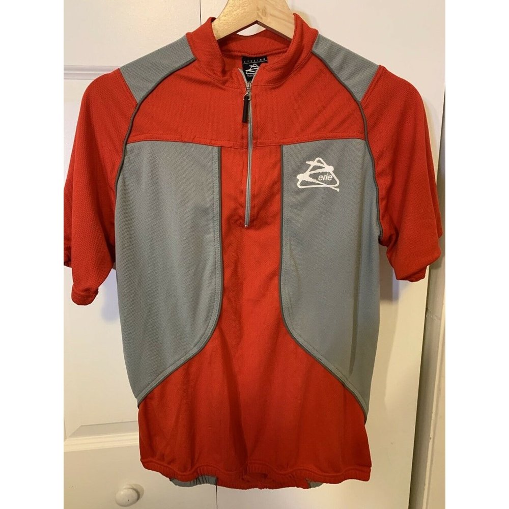 Zerie Cycling Jersey Bicycle SZ Large Red Gray - Picture 4 of 7